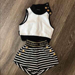 Authentic girls Balmain Black and White Striped Set